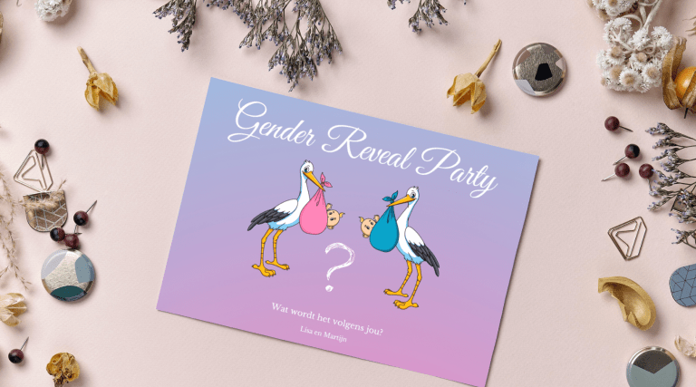 Fysieke uitnodiging gender reveal party