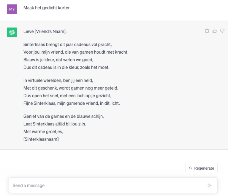 Verkort sinterklaas gedicht door ChatGPT